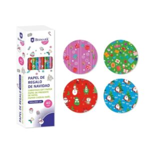 40 pz. - Bismark Natale Gifts Rotolo di carta da regalo - Misure 100 cm x 300 cm - 4 diversi modelli
