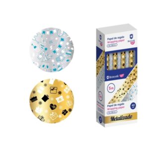 40 pz. - Bismark Metallizzato Rotolo di carta da regalo - Misure 70 cm x 500 cm - 2 diversi modelli