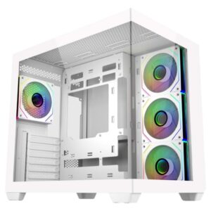 Cooler Master Elite 681 Semitower Case ATX/MicroATX/Mini-ITX - 4 ventole 120mm RGB - Vista panoramica - Doppia telecamera - Audio - 2xUSB-A - 1xUSB-C - 520x344x440mm - Colore bianco