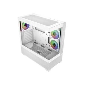 Cooler Master Elite 690 Wood Semitower ATX/MicroATX/Mini-ITX Case - 3 ventole 120mm RGB - Vista panoramica - Doppia fotocamera - 2xUSB-A - 1xUSB-C - 434x218x454mm - Colore Bianco